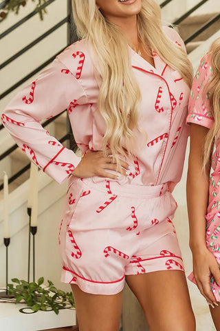 Candy Cane Top and Shorts Lounge Set