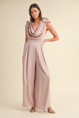 Mauve Cowl Neck Jumpsuit