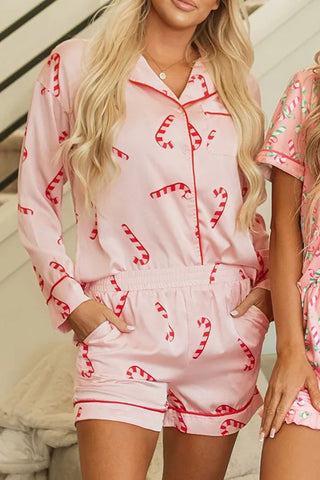 Candy Cane Top and Shorts Lounge Set